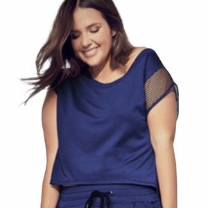 Adore Me Athletic Wear Mesh Sleeves Side Shirt Blue Size 4X
